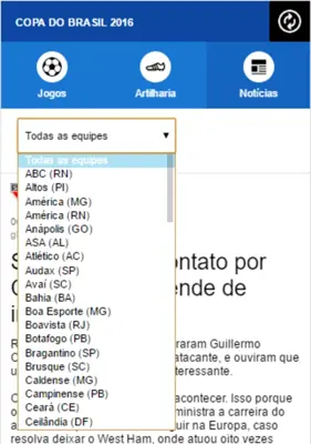 Tabela da Copa do Brasil 2017 android App screenshot 0