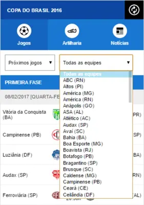 Tabela da Copa do Brasil 2017 android App screenshot 3