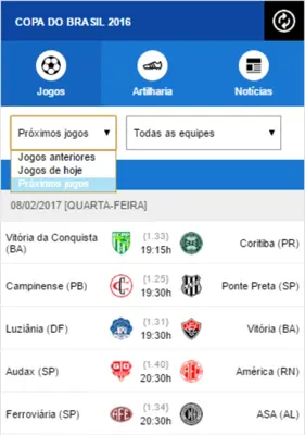 Tabela da Copa do Brasil 2017 android App screenshot 4