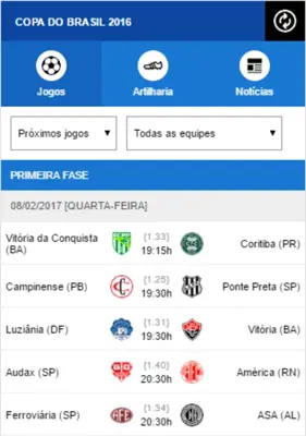 Tabela da Copa do Brasil 2017 android App screenshot 5